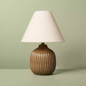 Ribbed Ceramic Table Lamp Brown/Oatmeal -Hearth & Hand Magnolia Target Fall 2024